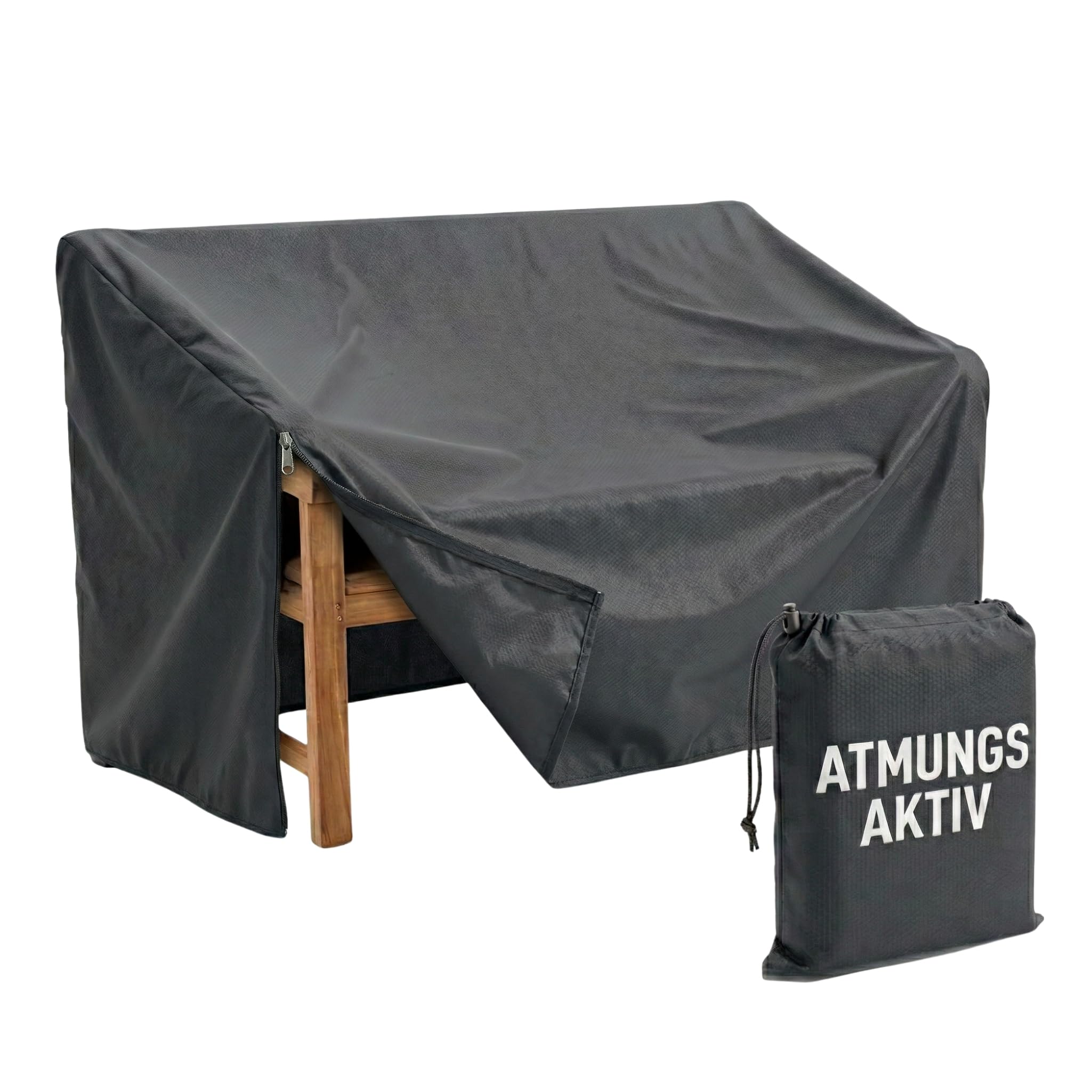 MR. DEKO Schutzhülle Gartenbank 2 Sitzer 130cm Aero Protect Dunkelgrau | Abdeckhaube Gartenmöbel Atmungsaktiv | Schutzhaube Reißfest | Abdeckung Bank Outdoor UV-beständig