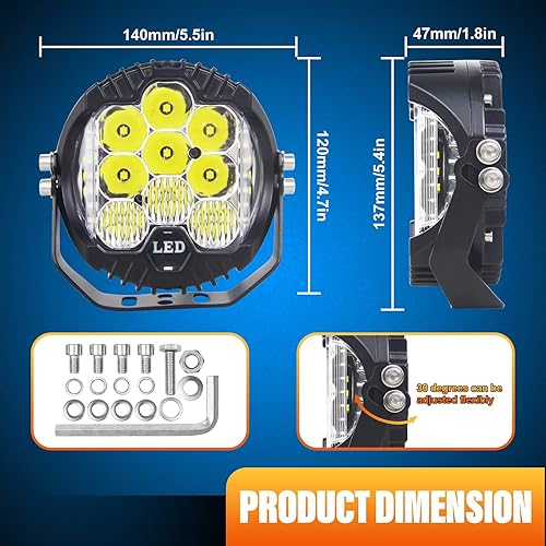 Miniatura 2 de AUXTINGS Barra de Luz LED de Trabajo de Tiro Lateral Blanca de 5 pulgadas 50W, Luz de Conducción Todoterreno, Combo Spot Flood, Lámpara de