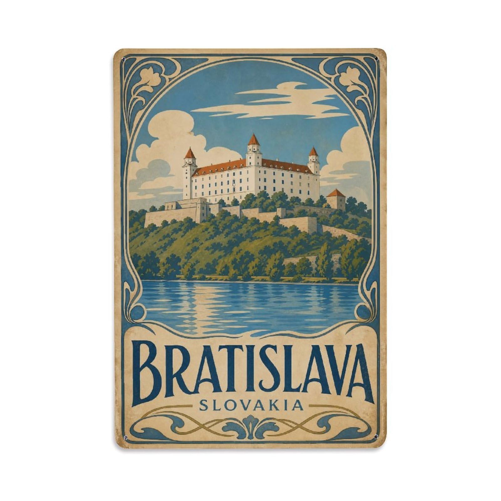 Vintage Travel Slovakia Bratislava Metal Tin Sign