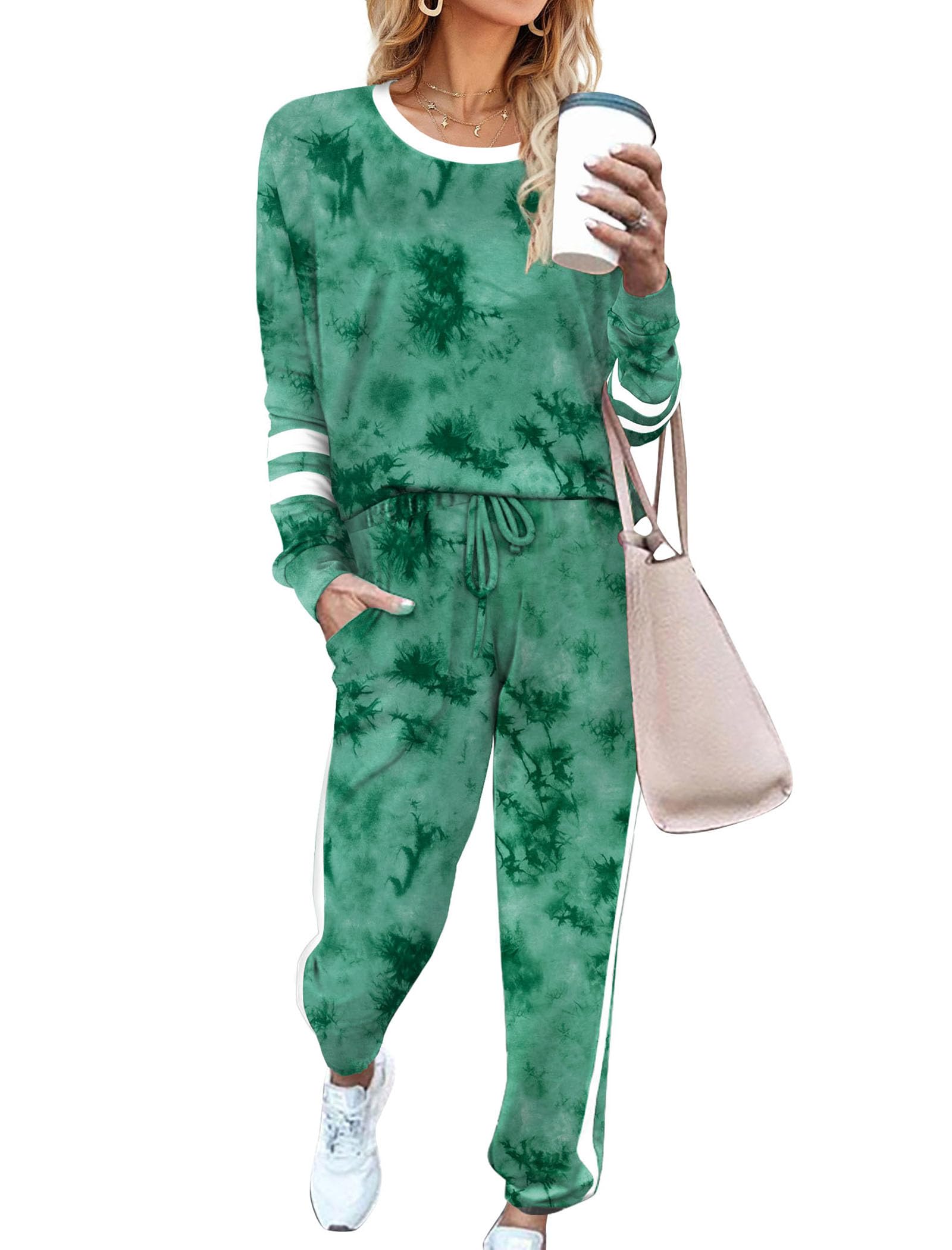 Aloodor Sweatsuit for Women 2 Piece Outfits for Womens Crewneck Sweatshirts Pullover