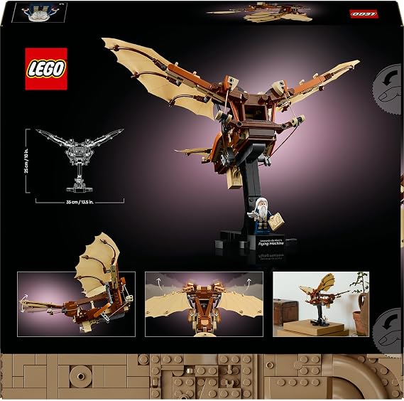 LEGO Icons Leonardo da Vinci's Flying Machine 10363 – مجموعة المباني الزخرفية للبالغين المتحمسين للتاريخ والطيران، فكرة الهدية (493 قطعة)