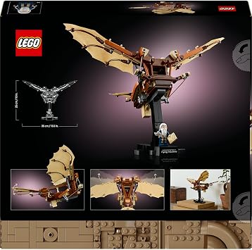 LEGO Icons Leonardo da Vinci's Flying Machine 10363 – مجموعة المباني الزخرفية للبالغين المتحمسين للتاريخ والطيران، فكرة الهدية (493 قطعة)