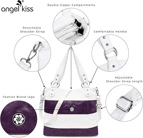 Vista 5 de Angel Kiss Hobo - Monederos para mujer, multicolor, a rayas, celosía, cruz, hombro, bolso de mano