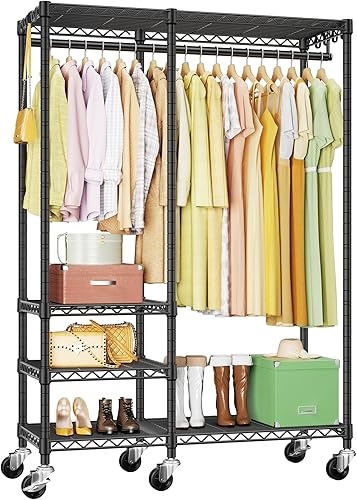 Miniatura 11 de Ulif F4 - Perchero resistente (con barra de suspensión), percheros independientes para colgar ropa, sistema organizador de armario ajustable,