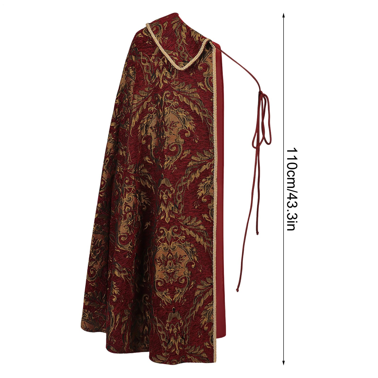 Cape médiévale – Costume de noble demi-épaule avec motif brocart – Cape Renaissance | Pour cosplay, festival, Halloween, jeu de rôle et performance théâtrale