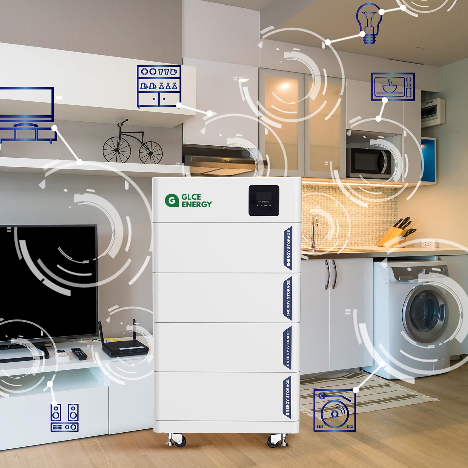 48V 100Ah LiFePO4 Lithiumakku, All-in-One 5,12 kWh Energiespeicher mit integriertem Smart BMS & Heim-Wechselrichter – Für Wohnmobil, Solaranlage & Haushaltsstromversorgung