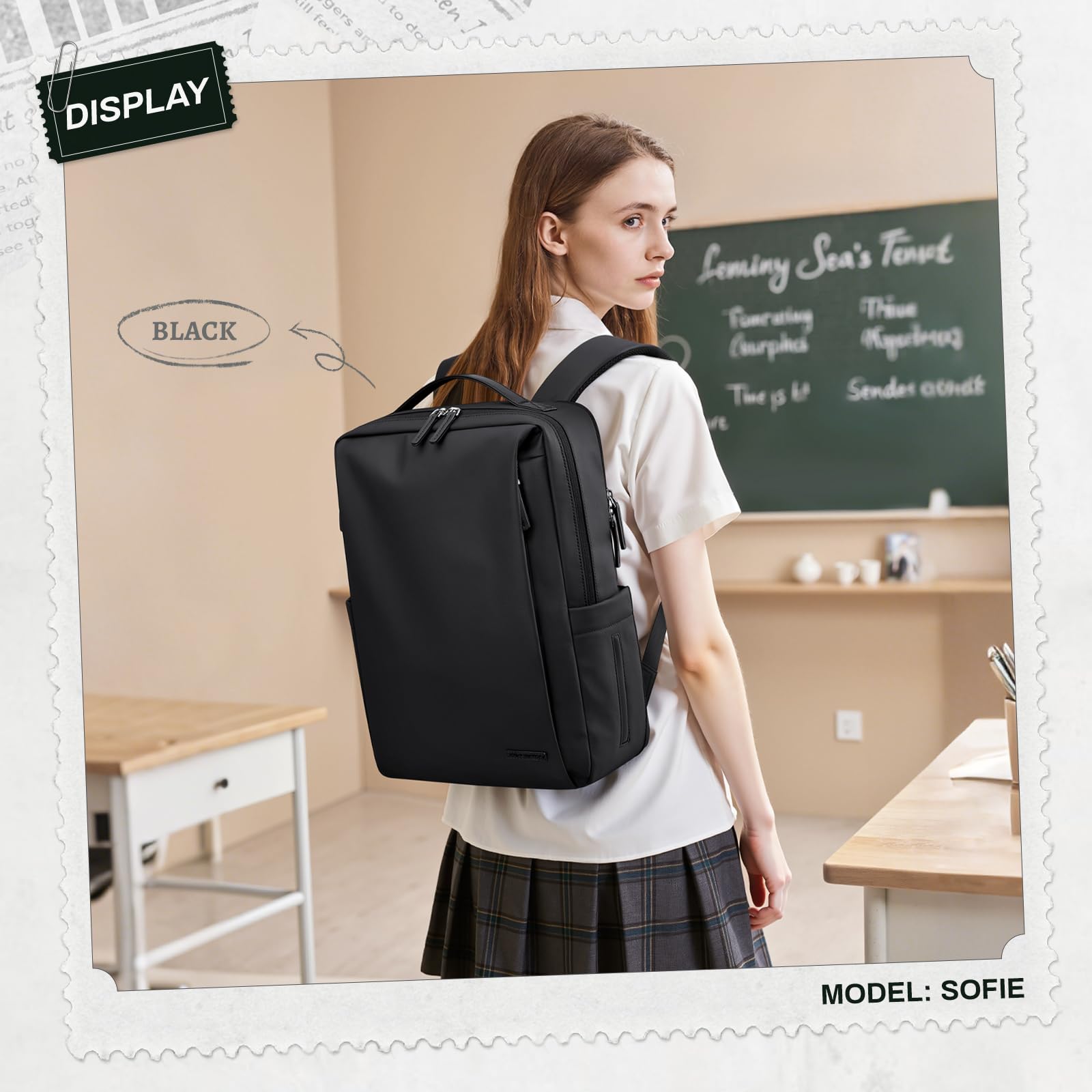 GOLF SUPAGS Zaino in Similpelle per Uomo Donna, Multifunzionale Resistente all'acqua Zaino da Viaggio, Zaino Porta PC Donna da 15.6 Pollici Notebook, per Lavoro Universita Viaggio