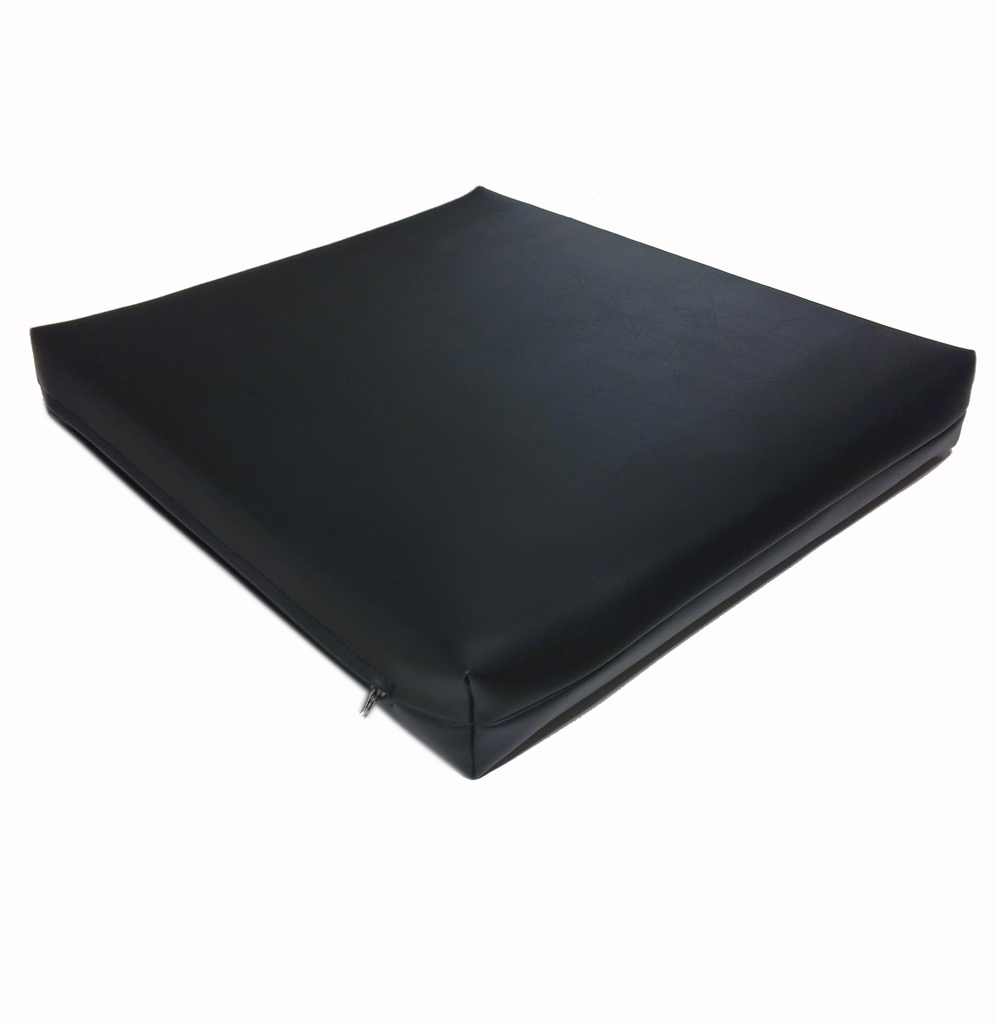 Dibapur ® Cojín para silla de ruedas, aprox. 45 cm x 45 cm x 5 cm, funda de piel sintética negra (ignífuga), cojín viscoelástico antidecubitus