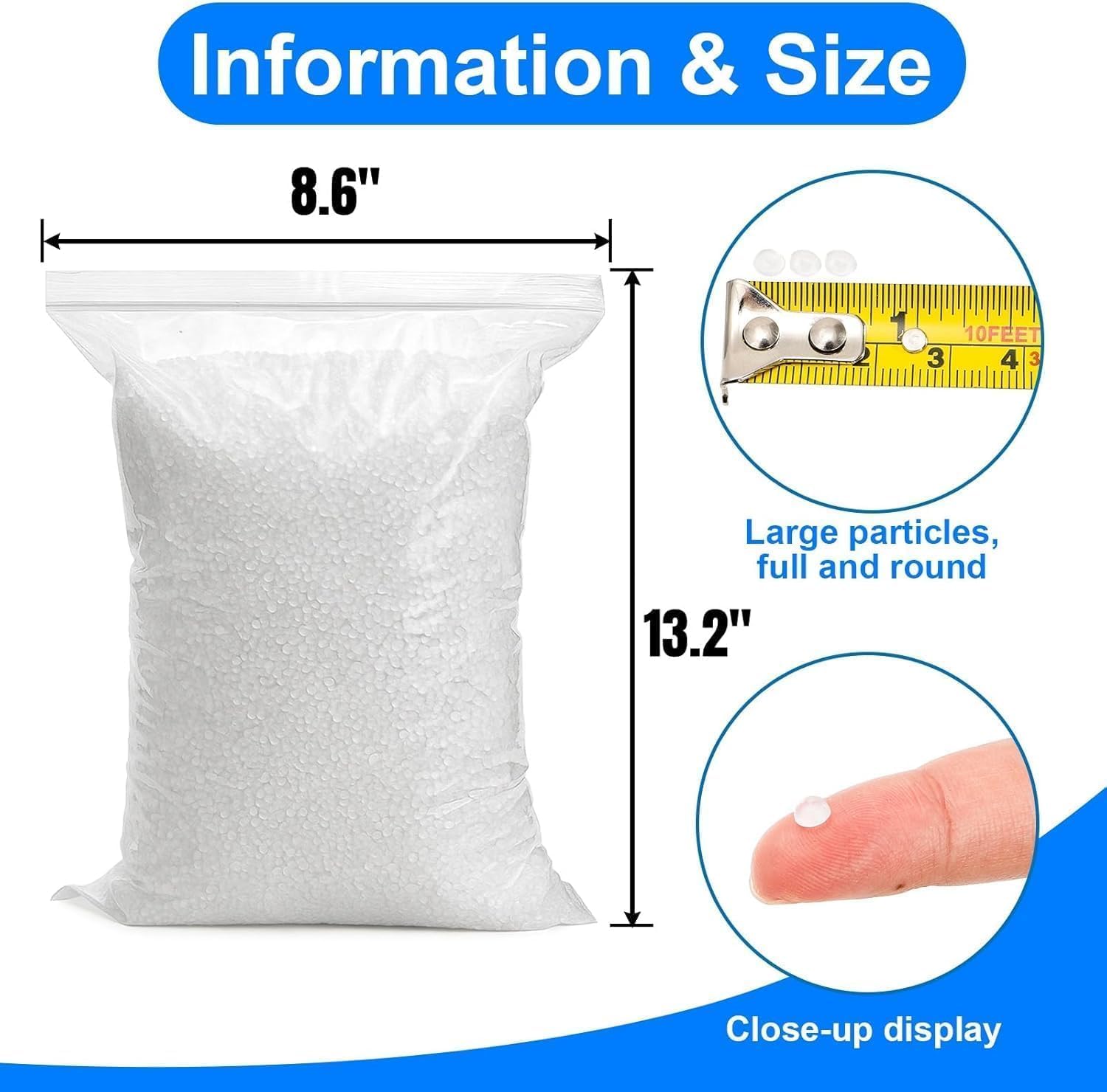 Hiceeden 10 Pounds Poly Pellets, Plastic Stuffing Beads Weighted Polypropylene Beads, Bean Bag Filler Bead for Stuffed Animal Toys, Filling Pillow, Crafts, Clear