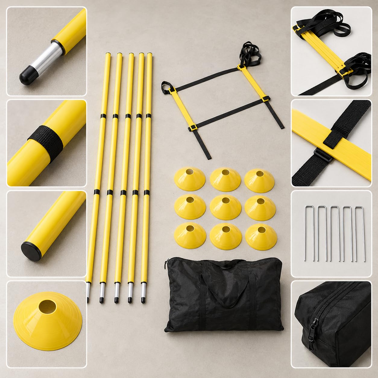 Kit Allenamento Agilità Calcio Scaletta, Set di allenamento giallo