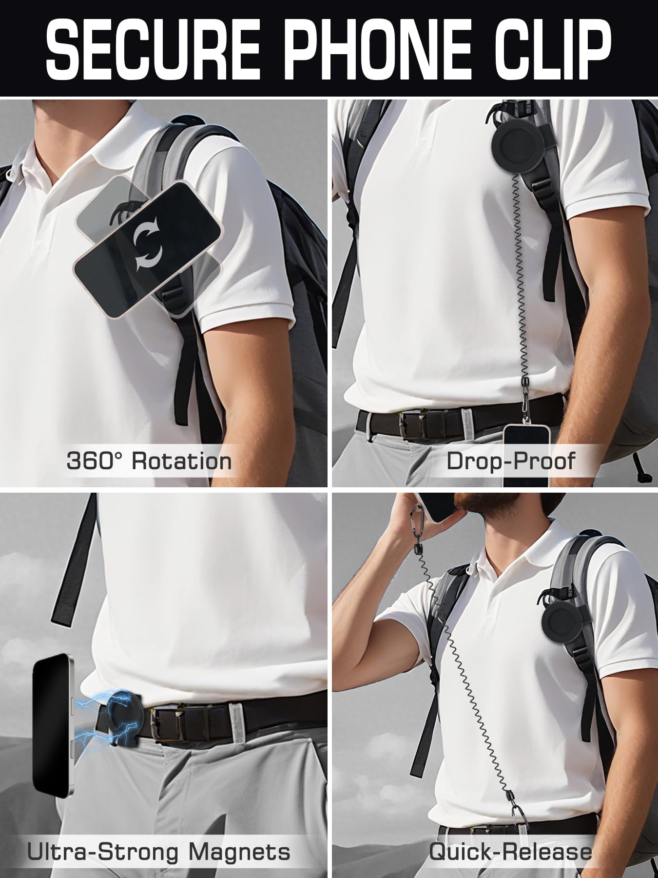 Amazon.com: EralcNa Magnetic Belt Clip Universal Wrist/Backpack