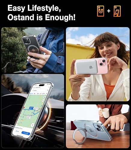 Vista 36 de TORRAS Funda Ostand ultra magnética para iPhone 15 Pro [compatible con MagSafe] [soporte resistente y soporte de anillo] grado mil, a prueba