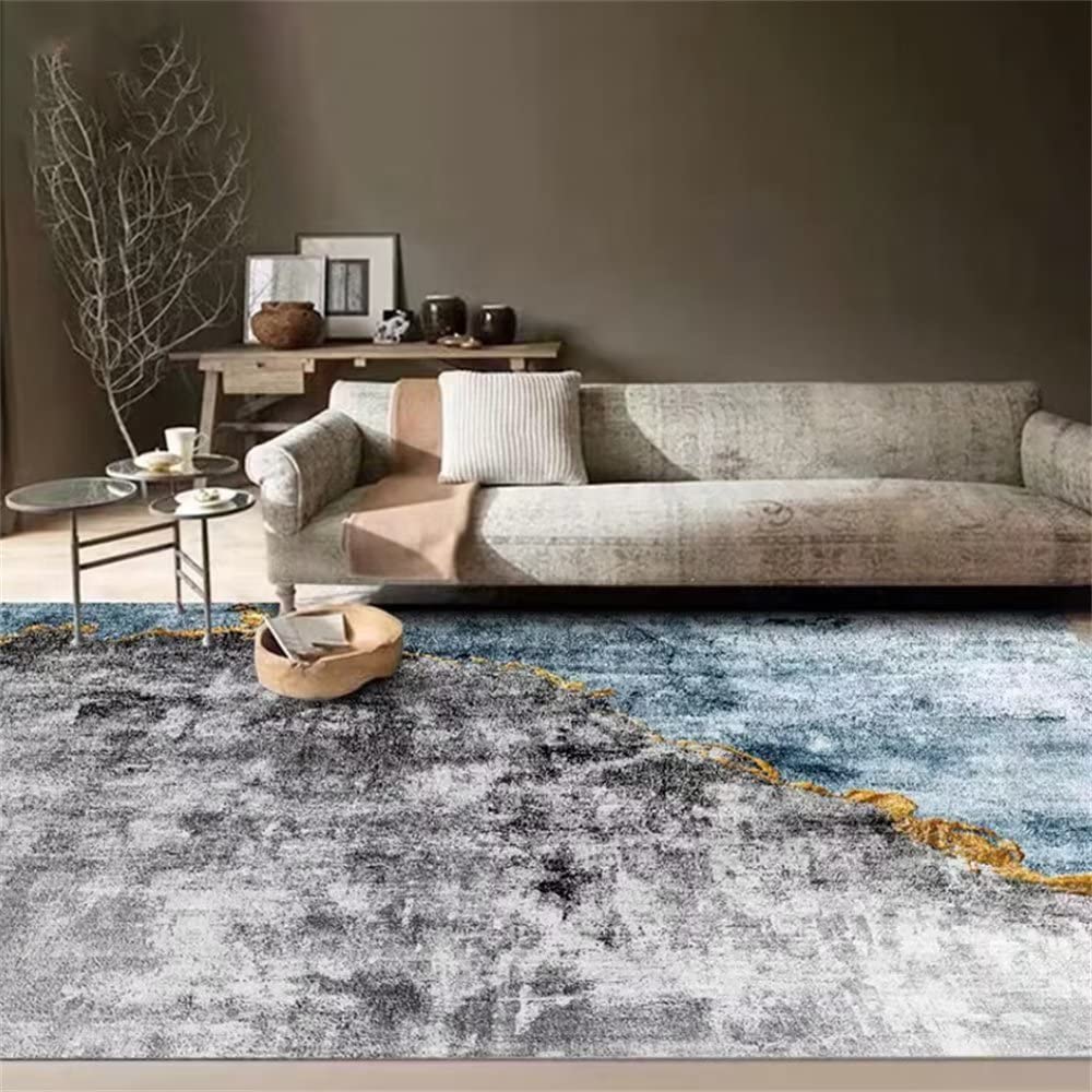 Tapis de salon gris-bleu moderne 120x170cm pour chambre garçon
