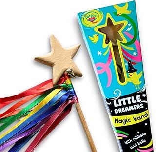 Lattooland Wooden Wand for Kids with Ribbons and Bells | Wizard Fairy Princess Wand Toy | Handcrafted Magic Wand for Pretend Play & Costumes | Sensory Educational Montessori| Eco-Friendly Gift