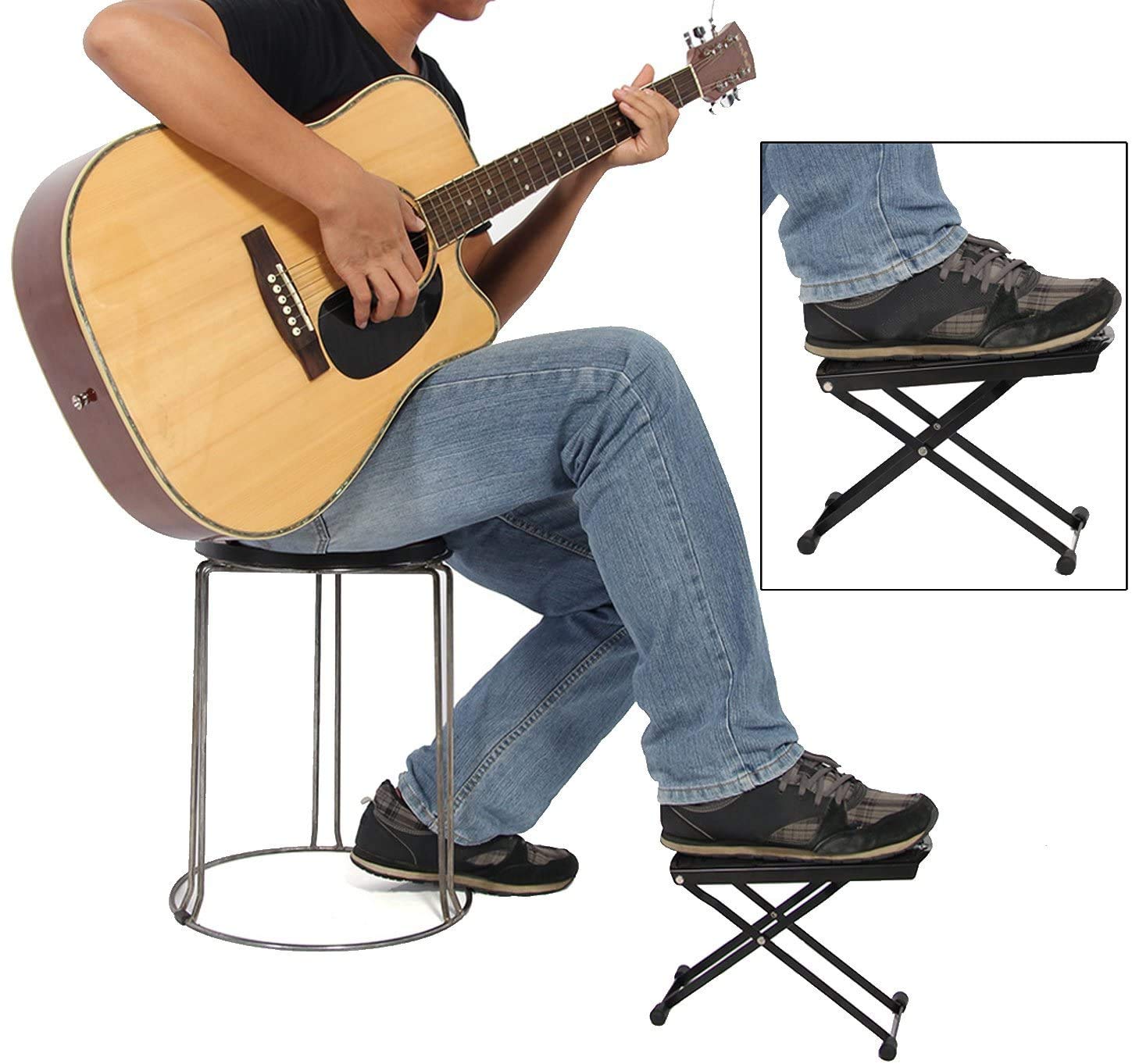 Zagęszczony podnóżek gitarowy sześć poziomów regulacji wysokości składany wytrzymały podnóżek gitarowy pedał/1155