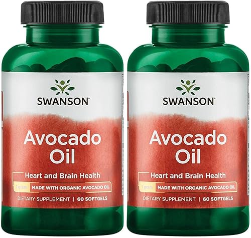 Swanson Aceite de aguacate Suplemento natural lleno de ácidos grasos esenciales Hecho con aceite de aguacate orgánico (60 cápsulas blandas, 0.04