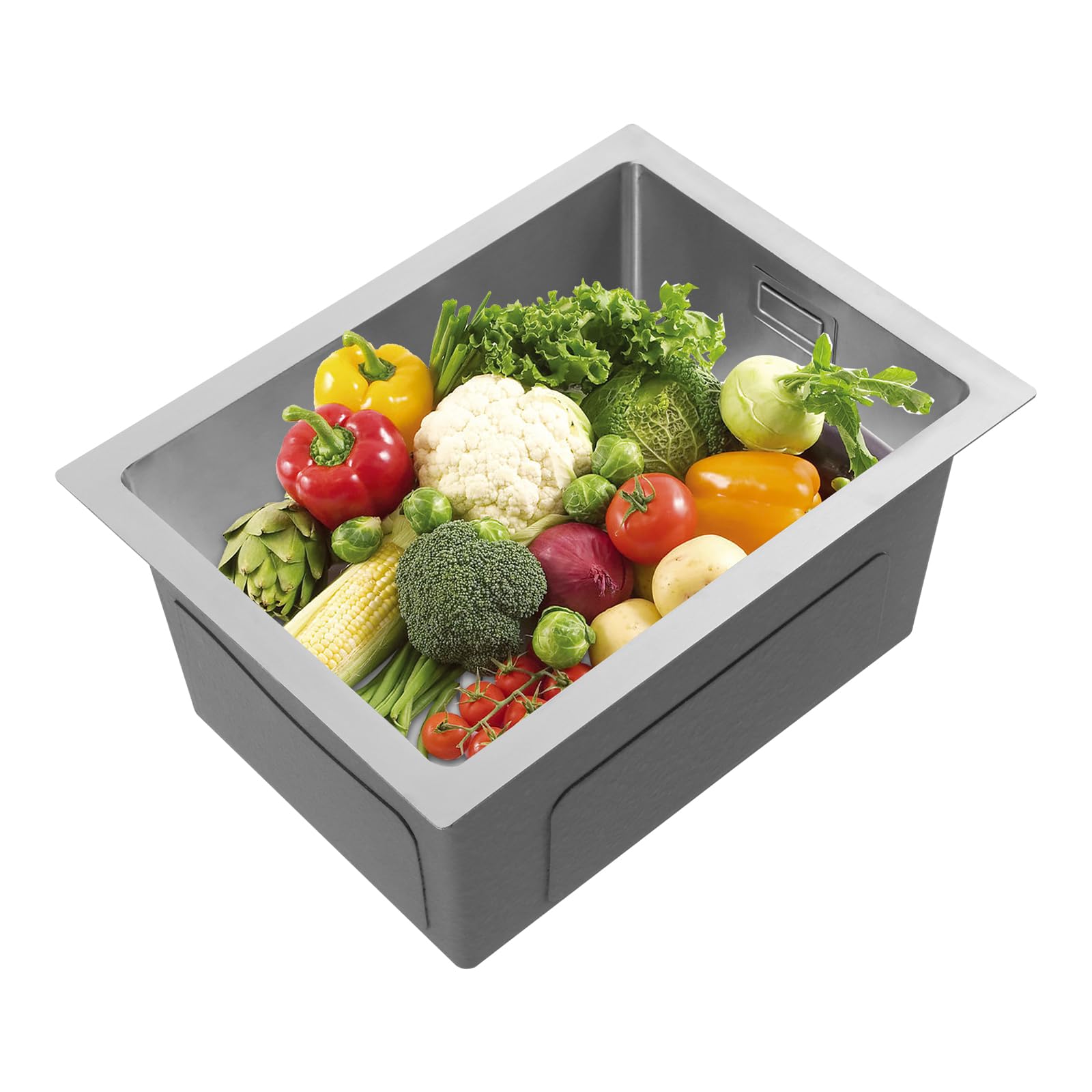 Fregadero de cocina 40 x 30 x 20 cm, fregadero de acero inoxidable, 1 bandeja con filtro de drenaje (plata)