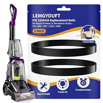 Replacement Belts for Bissell 2910 2987 1986 1548 2007 2007P 1551 1550 2806 28062 29878 29879 PowerForce TurboClean PowerBrush Pet Carpet Cleaner, Flat Pump Belt Part #1606428 2-Pack