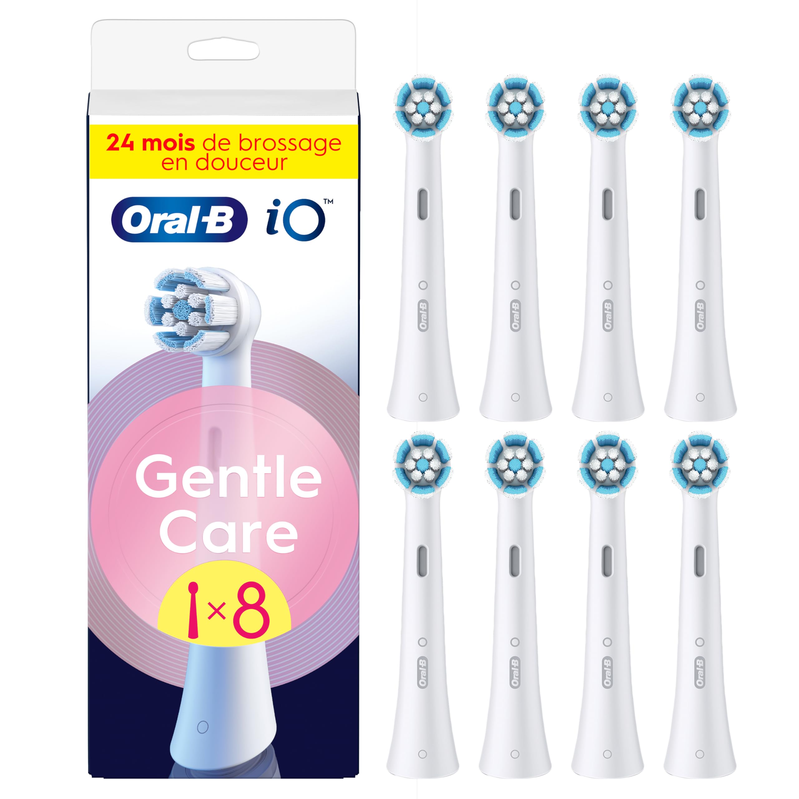 Oral-B iO Gentle Care Serie Original Ersatz-Rundbürsten, geeignet für empfindliches Zahnfleisch, 8