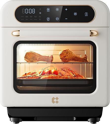CIARRA Horno de Vapor y Freidora de Aire 8 en 1 para Encimera, 13QT Mini Horno Tostador con Vapor, Vapor Rápido, Freidora de Aire, Hornear al Vapor,