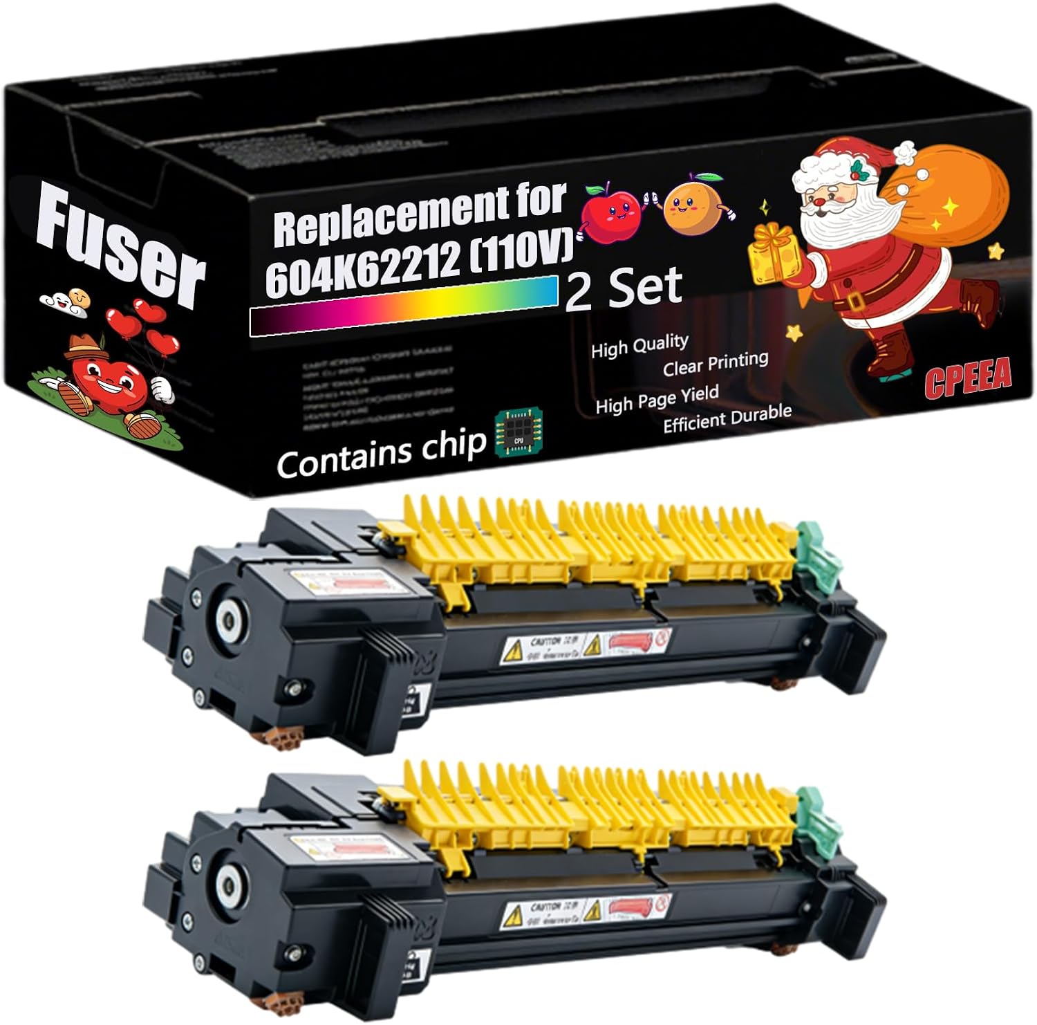 Compatible for Xerox 604K62212 (110V) Fuser Unit Work for Xerox WorkCentre 7556 7545 Printers, with Chip, High Yield 200000 Pages, Clear Printing (2 Set)