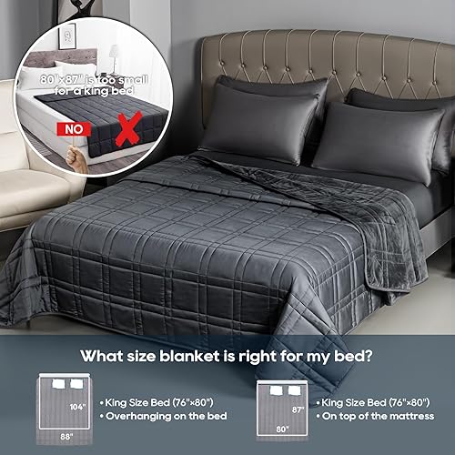 Miniatura 5 de Manta con peso tamaño King, de 20 libras (88 x 104 pulgadas, de doble cara), manta reversible con peso King con terciopelo cálido y acogedor y tela