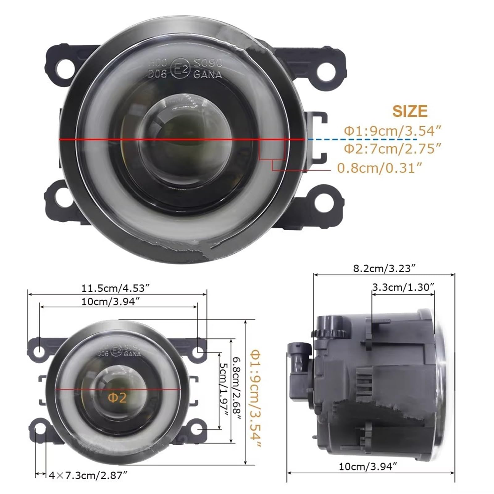 Faro fendinebbia 2 X Angel Eye Per Smart Per Fortwo (W453) 2014-2019 30W H11 LED Anteriore Auto Fendinebbia DRL Luci Marcia Diurna antinebbia(White)