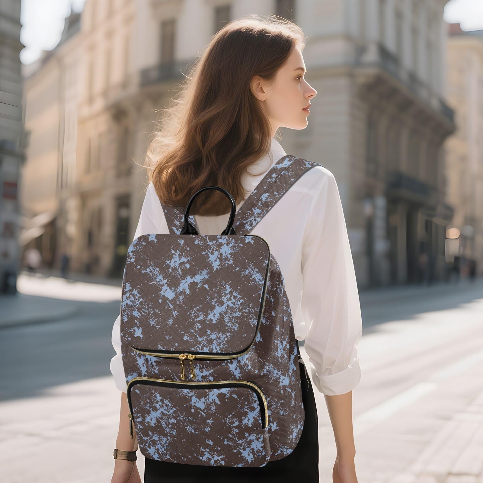 Zaino alla moda da 15 l per le donne leggero durevole versatile borsa | Trapuntato tessuto durevole forma convertibile multi tasche con cerniera per le signore viaggi sport gite quotidiane