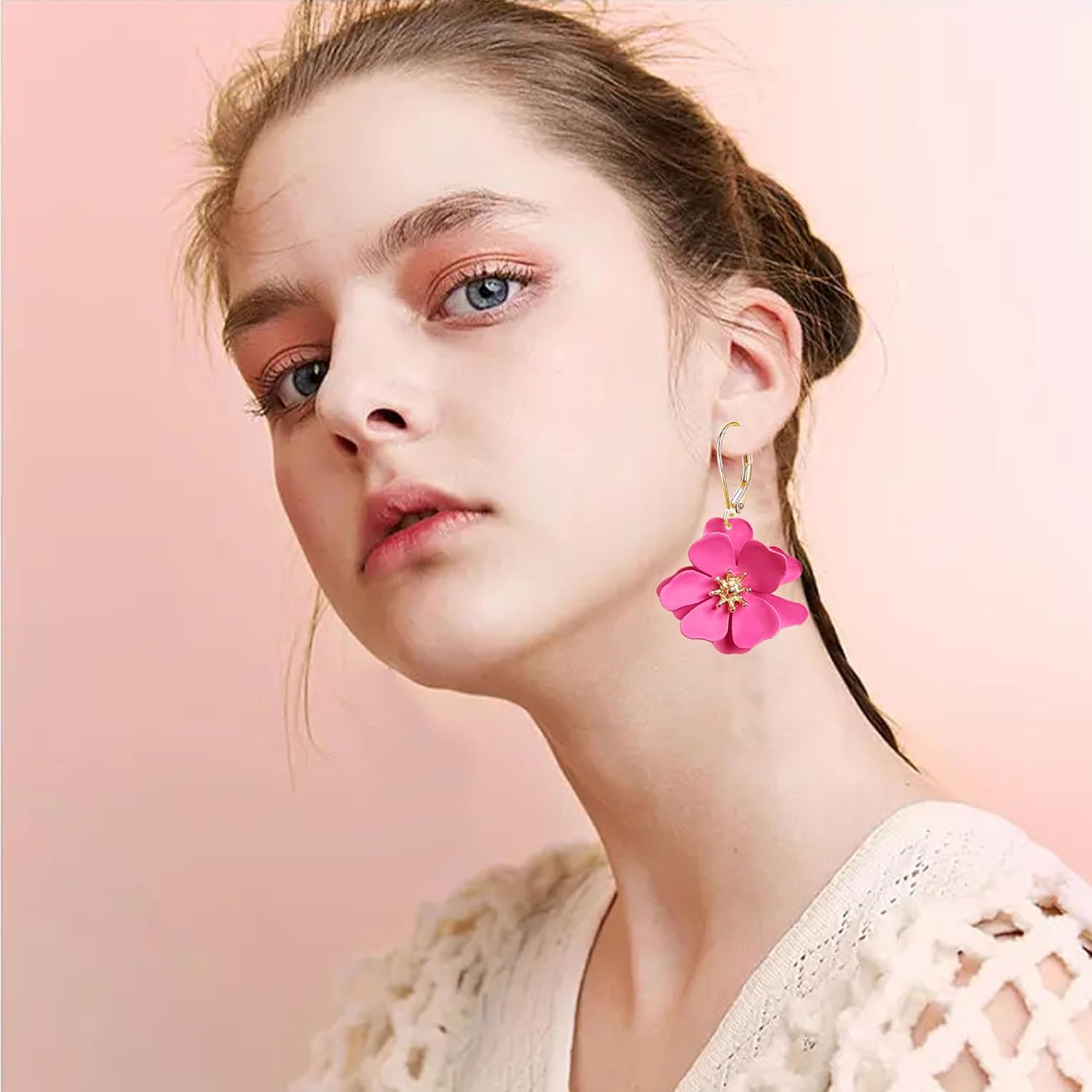 Minimalist Matte Flower Earrings for Women Lightweight Bohemian Spray Painted Floral Earrings Everyday Wear Party Jewelry - Image 2