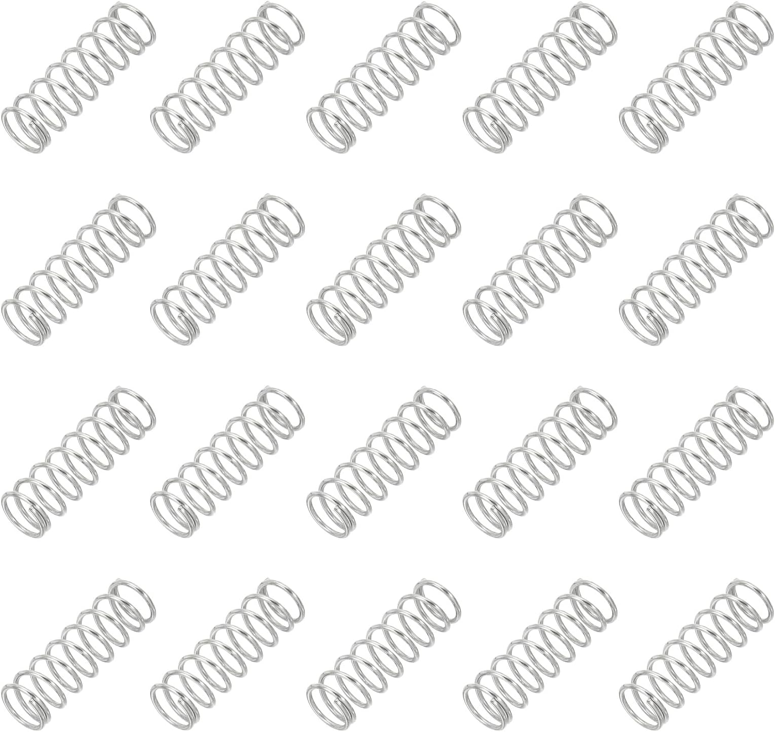 PATIKIL Compression Spring 1 mm Wire Dia x 10 mm OD x 30 mm L, 20 Pcs 304 Stainless Steel Mechanical Extension Small Springs Pen Springs Assortment Kit for Shop and Home Repairs