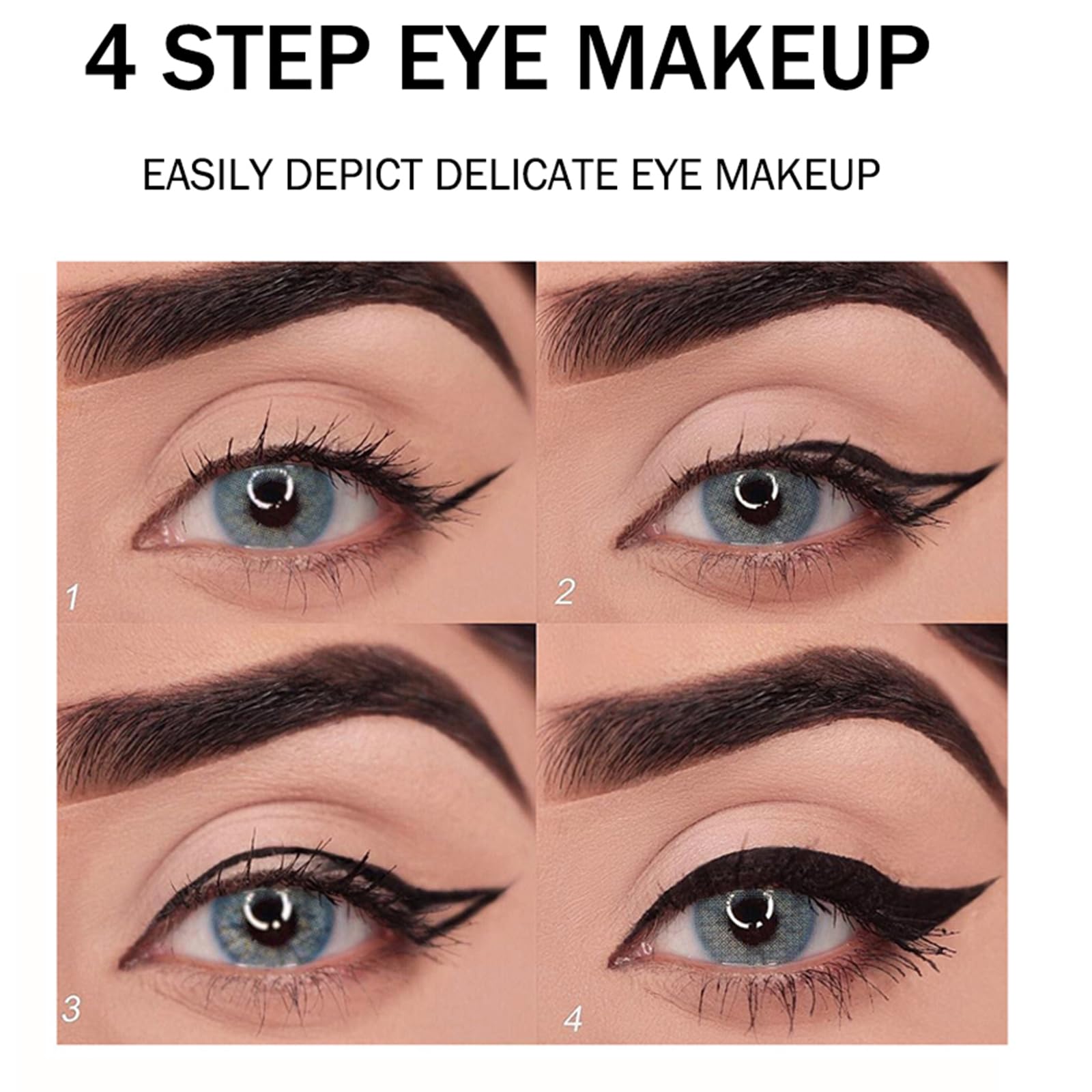 Lápiz delineador de ojos de gel negro, lápiz delineador de ojos negro cremoso, resistente al agua, a prueba de manchas, delineador de ojos de ojo de gato, delineador de ojos negro ahumado, 7