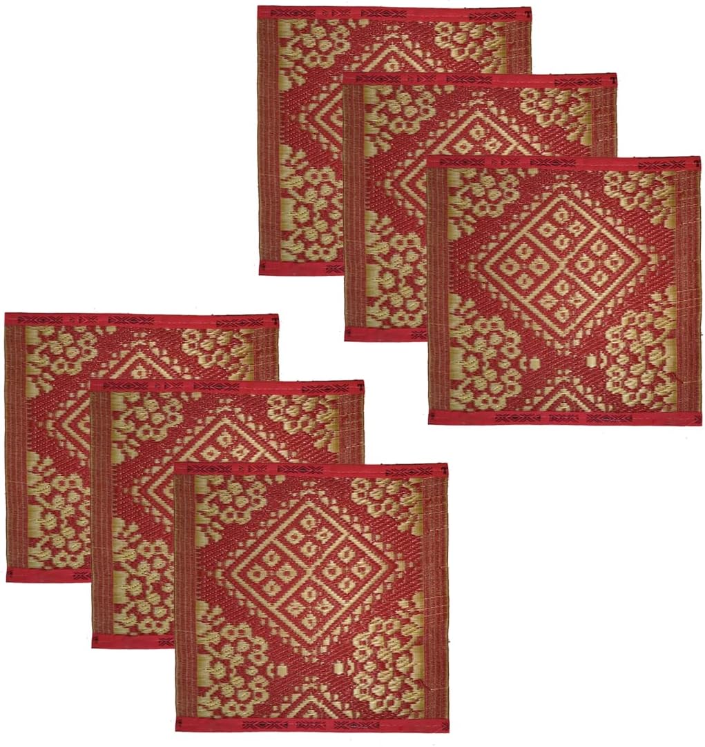 Cloud7 Plastic Pooja Aasan | Outdoor Pyaer Sitting Mat | Multicolor Floor Aasan | Design-Square | Size- 1.5'x1.5' Feet | Sets of 6 Pcs.