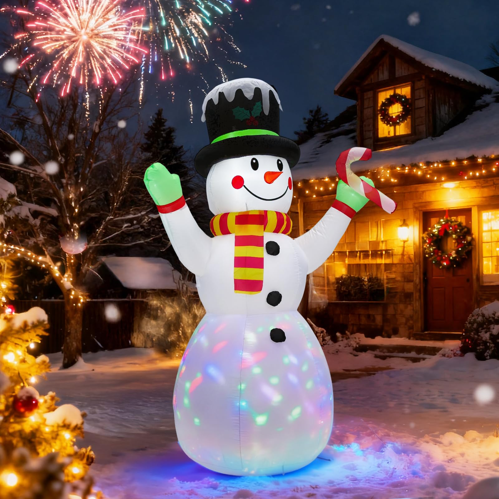 Warmiehomy Bonhomme de neige gonflable de 210 cm, bonhomme de neige géant avec béquille, décorations de Noël gonflables, décoration de Noël extérieure pour jardin, centre commercial d'expédition