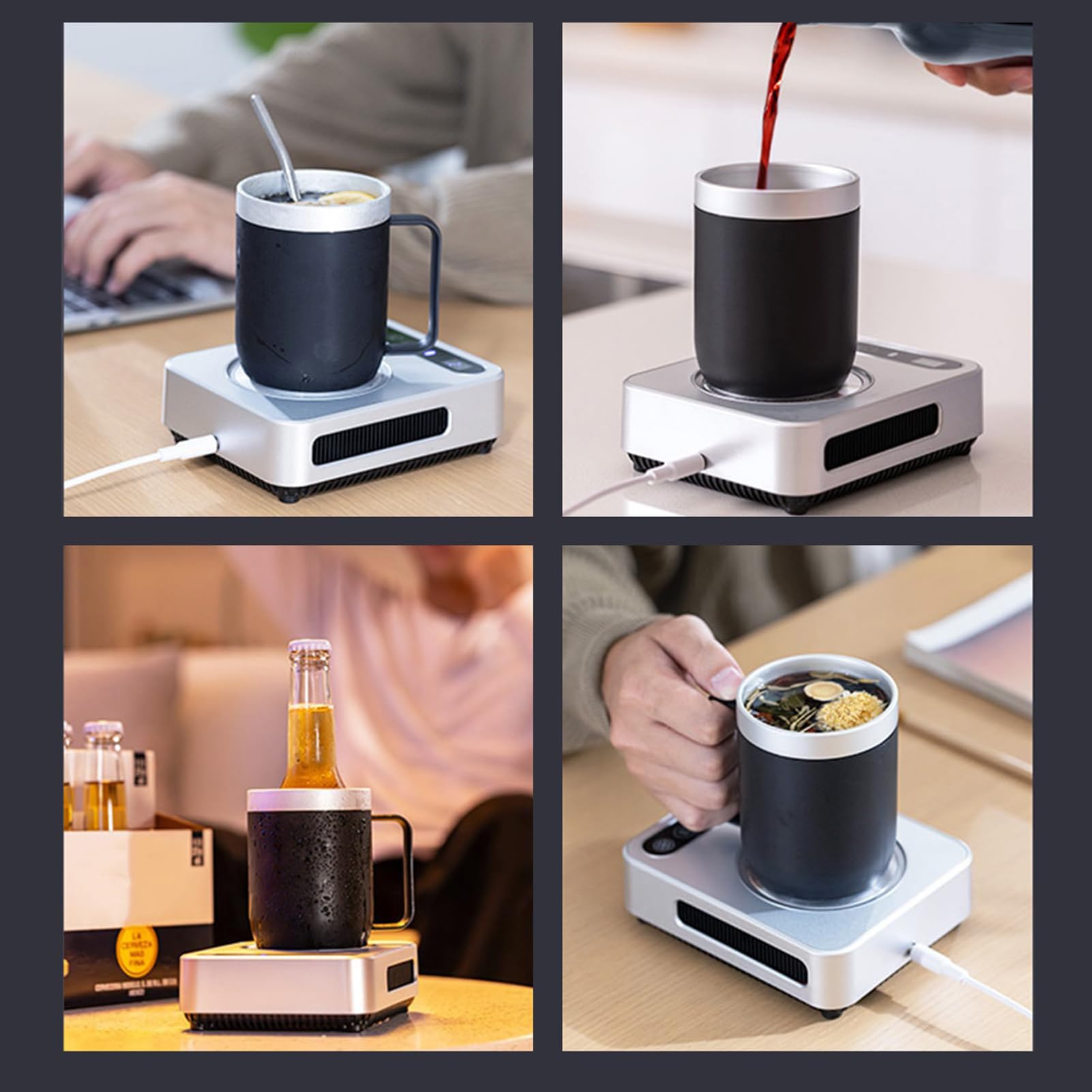 Taza de enfriamiento rápido, Posavasos con función de Calentamiento y enfriamiento, función USB de Doble Uso para Mantener frío y Calor, Control de Temperatura