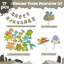 FI - FLICK IN 17 pcs Happy Birthday Dinosaur Theme Decoration Set Dino Figure Cutouts Props Cake Topper Dinosaur Theme Birthday Decorations Kit Jungle Safari Decor (Pack of 17, Multicolor) gallery image