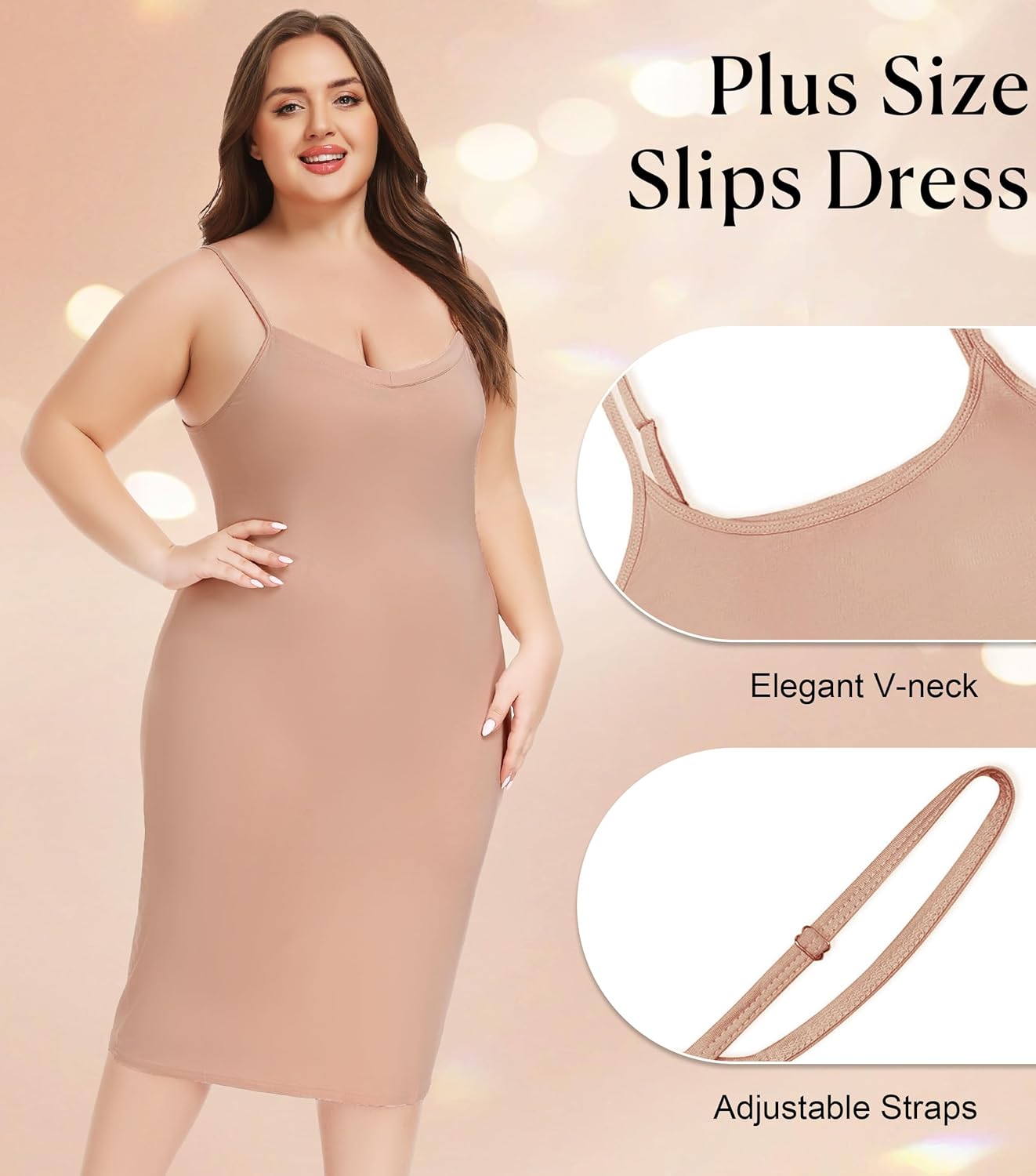 Women's Plus Size Full Slips Soft Slip Dress for Under Dress Sleeveless Long Cami Dresses XL-6XL - Image 4