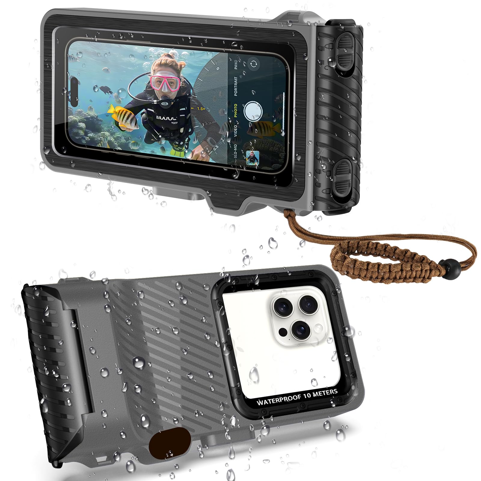 Waterproof Phone Case for Snorkeling & Diving (33ft/10m), IP68 Waterproof Hard Case for Swimming, Universal Underwater Touch Screen Case Compatible