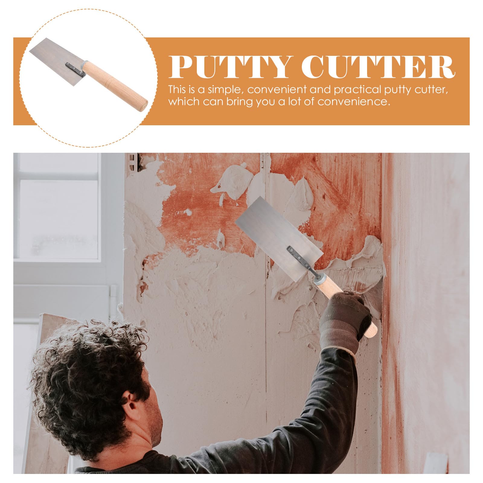 Lot de 5 Spatules en Acier Inoxydable et Bois pour Plâtre, Outil de Finition et Nivellement du Ciment Design Riveté, pour Bricolage