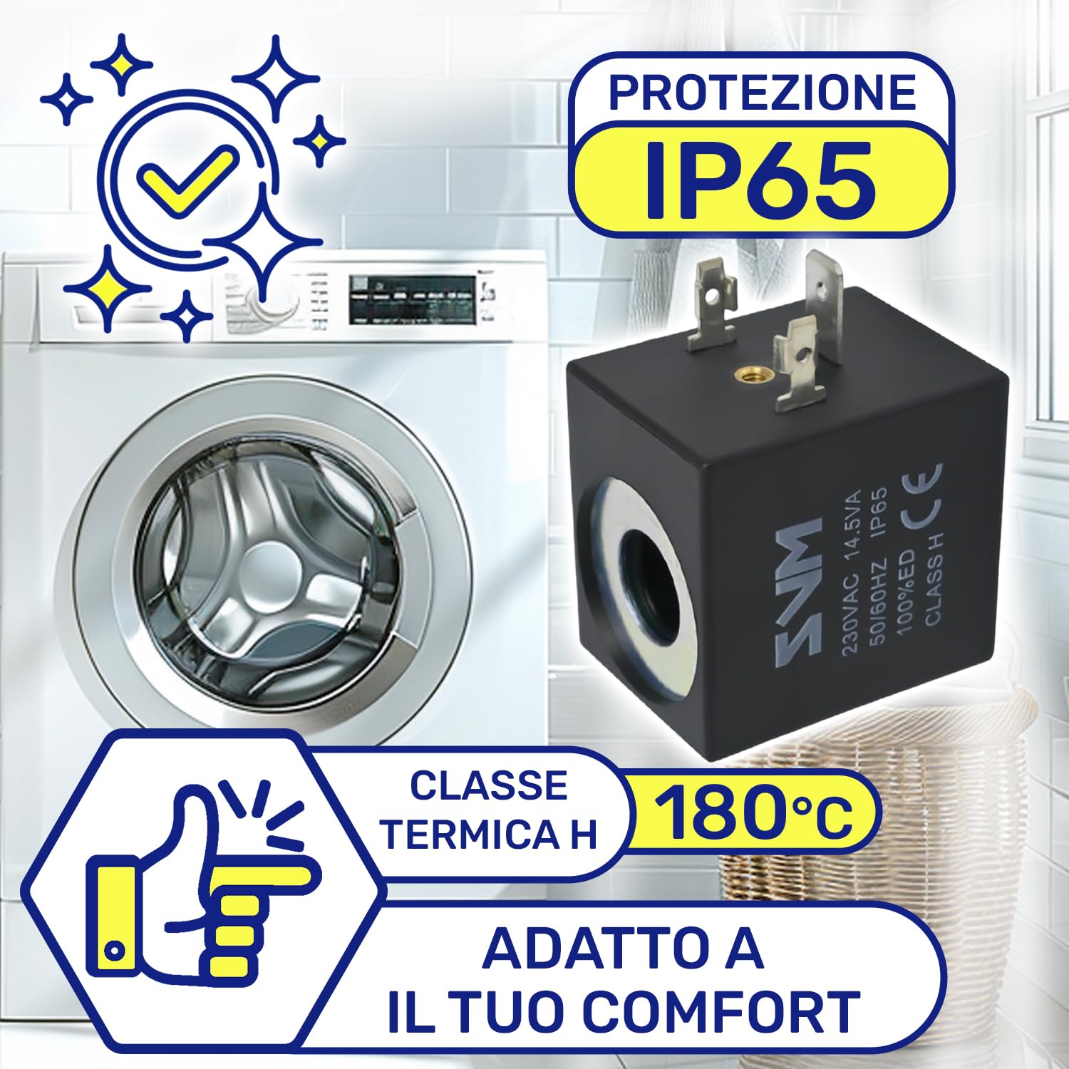 Bobina Elettrovalvola ONIX TECH 230V 8W IP65 - Universale Ø13.2mm, Garanzia 5 Anni - Foto 6