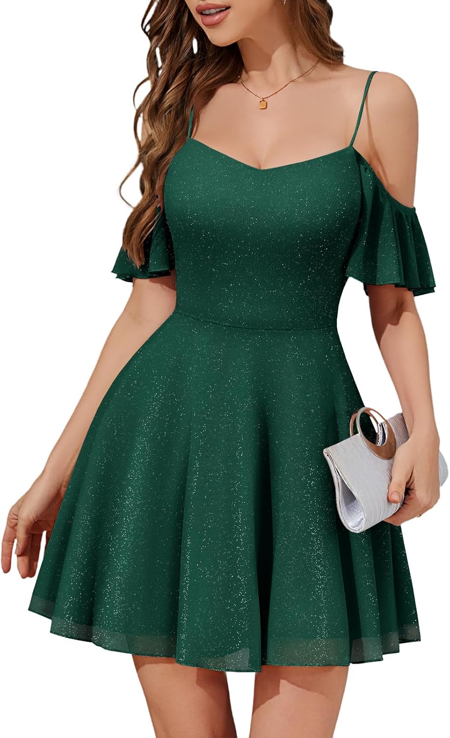 Meetjen Womens Short Cocktail Dresses 2026 Formal Party Sparkly Sequin Graduation Off Shoulder Prom Dress for Teens