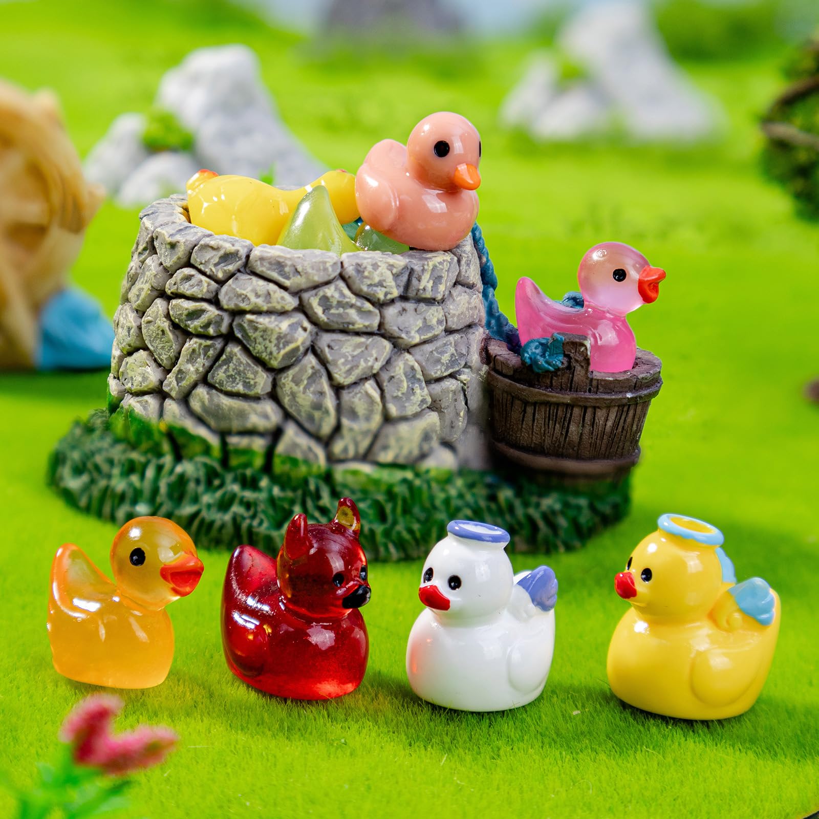 Lot 120 Mini Canards Lumineux – Résine Pailletée – 1,5 Cm – Décoration Miniature, Aquarium, Jardin