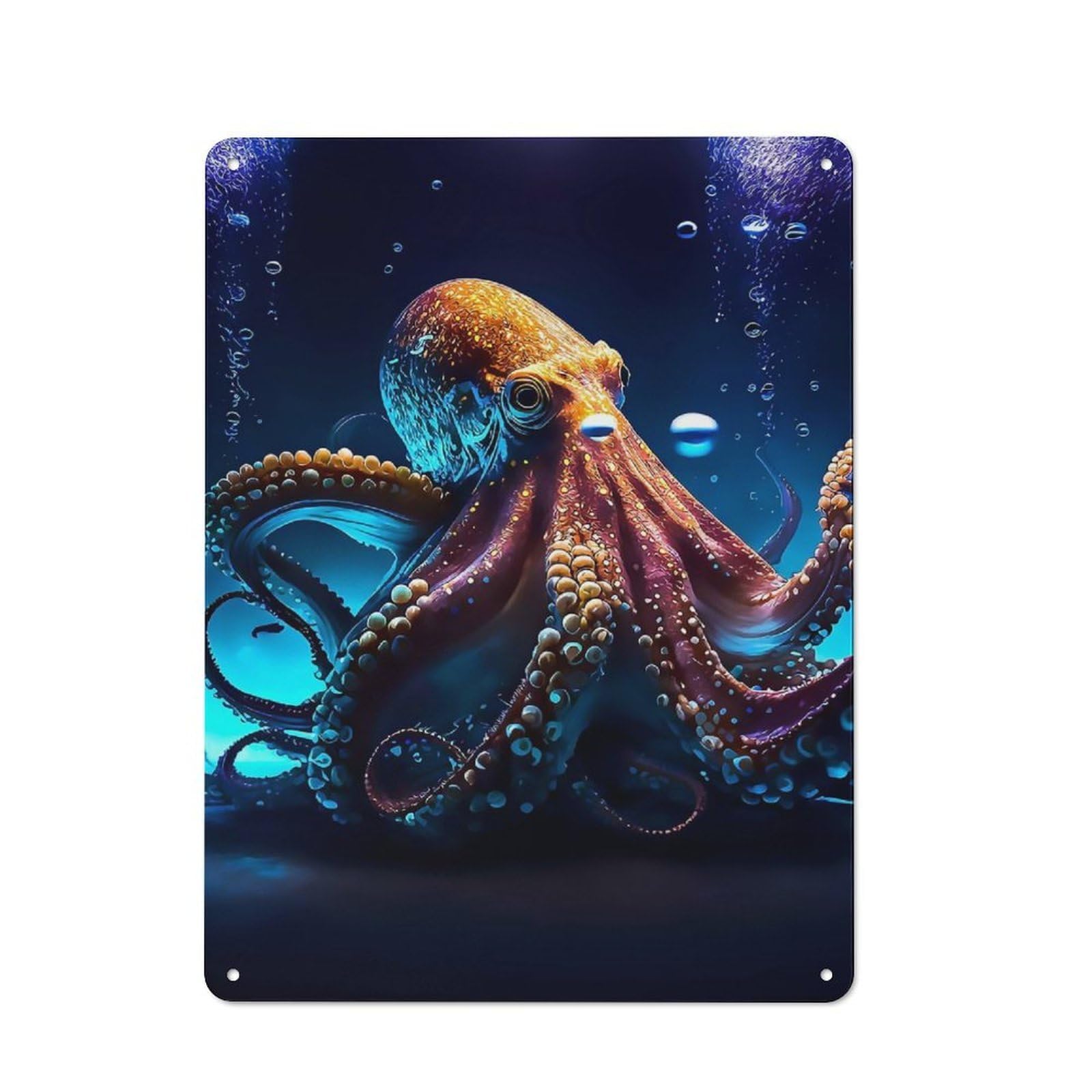 Junmoney Style-3 Tin Wall Plaque 40X30cm With Octopus For Kitchen Or Home Bar, A Christmas Gift For People Styling Kitchen And Home Bar
