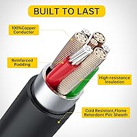 Vista 6 de Cable de extensión NEMA 14-30P macho a hembra 14-30R, resistente con mango de agarre de 30 amperios, 4 clavijas, 125/250 V, apto para carga de RV