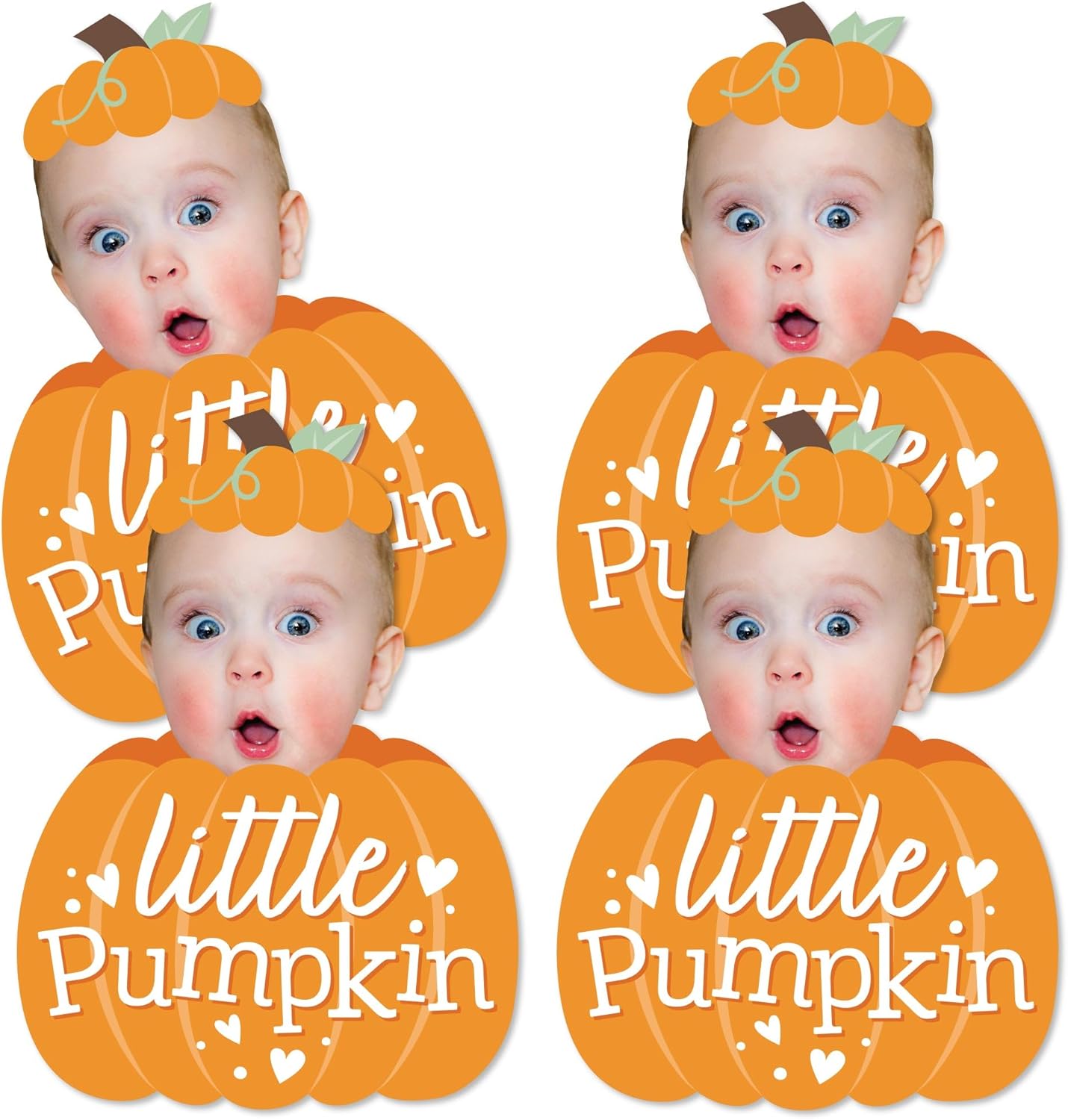 Big Dot of Happiness Custom Photo Little Pumpkin - Fun Face Decorations DIY Fall Birthday Party Essentials - Set of 20