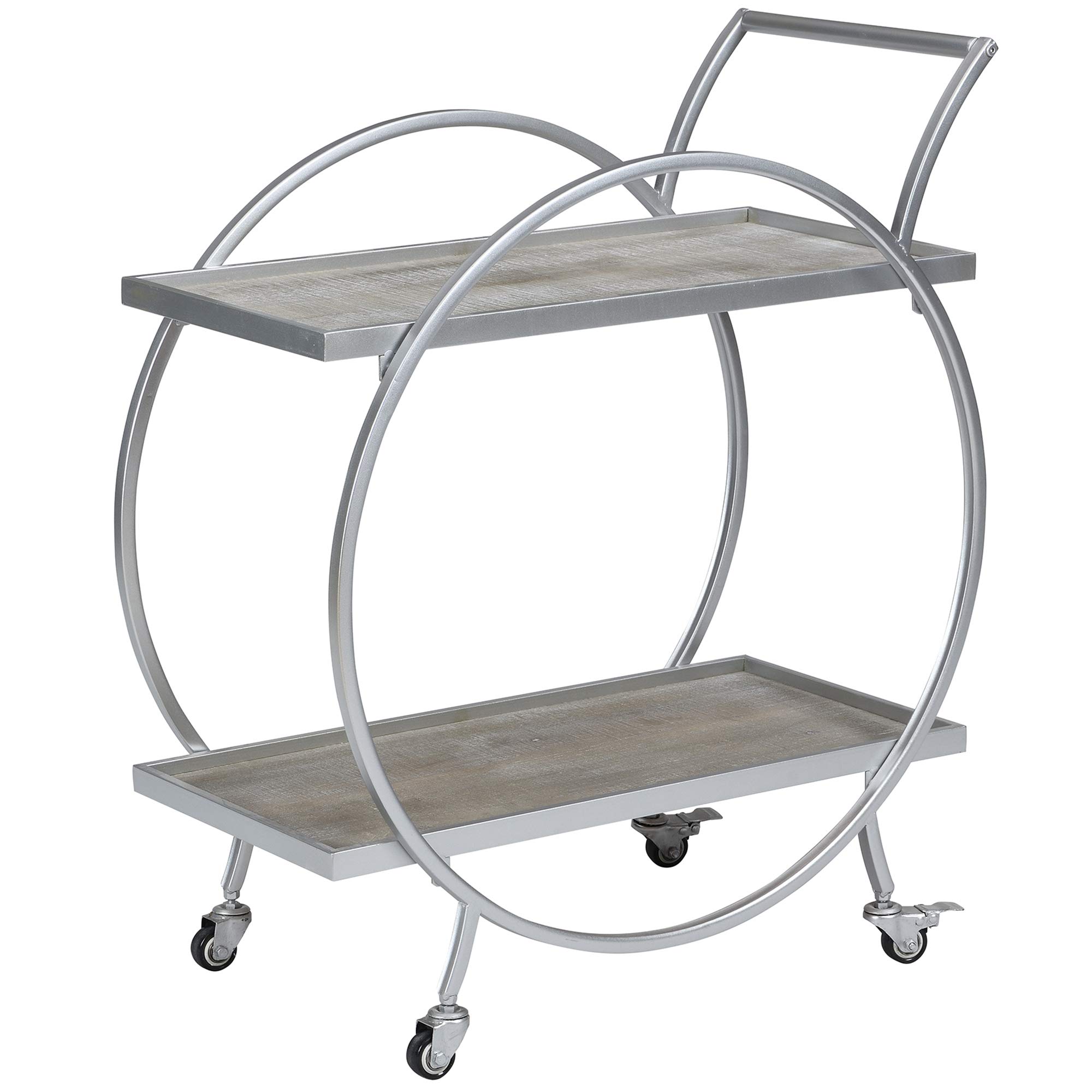 FirsTime & Co. Silver and Gray Odessa Bar Cart, American Designed, 27.5 x 14 x 33 inches