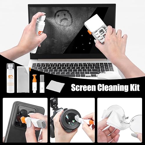 Miniatura 3 de walrfid Kit limpiador de teclado para laptop, herramienta de cepillo de limpieza de pantalla de computadora 15 en 1 para iPhone, teléfono, iPad,