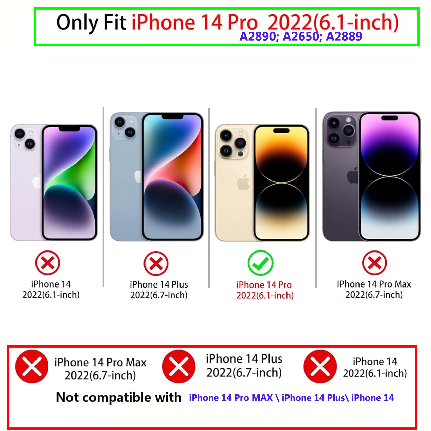 J.west Funda compatible con iPhone 14 Pro de 6.1 pulgadas con 2 protectores de pantalla de vidrio templado, lindo animal leopardo, funda híbrida para niñas y mujeres, fundas protectoras estéticas para