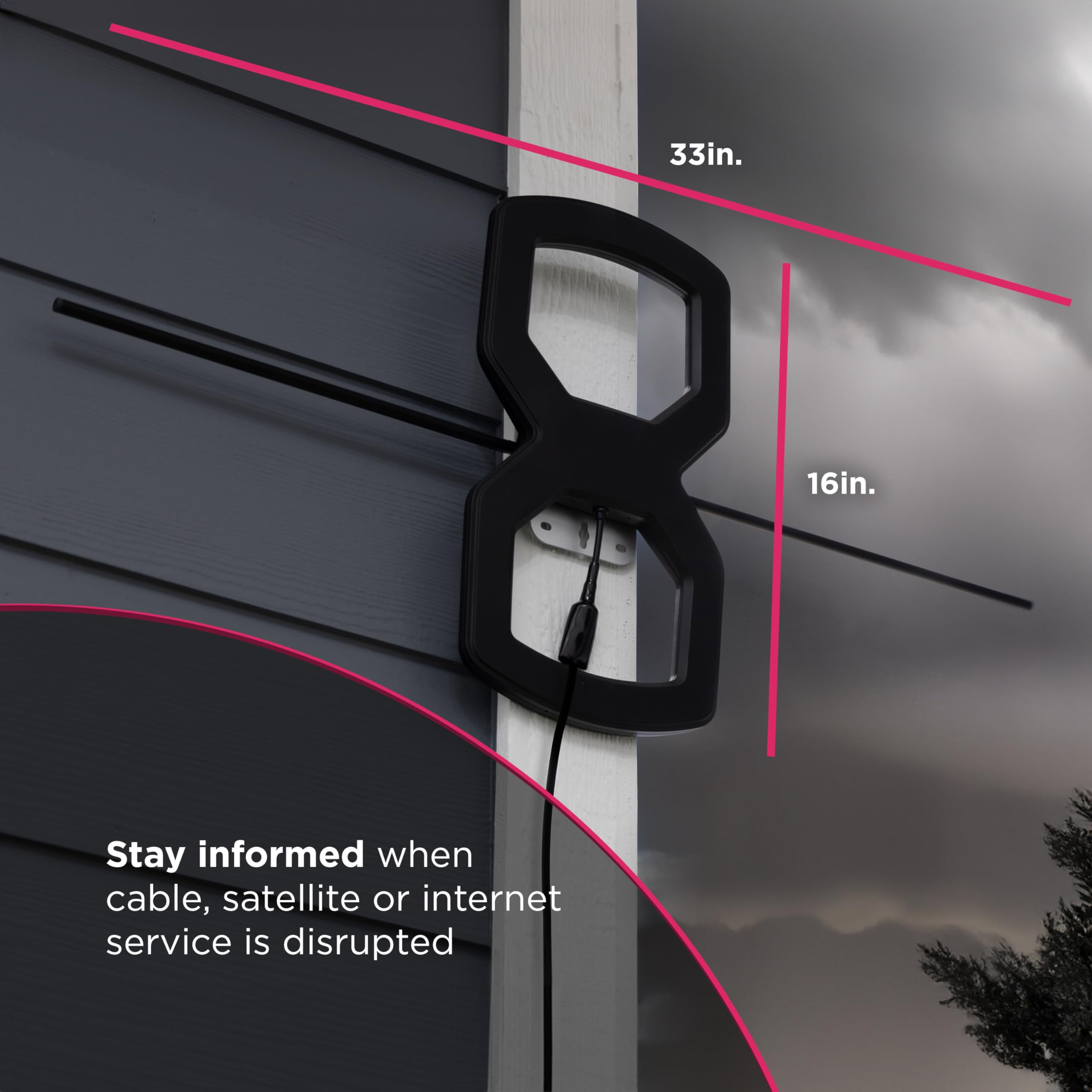 GE UltraPro OptimaMax - Antena HD para Exteriores, Rango de 60 Millas, 4K/8K Ultra HD, Listo para TV NEXTGEN, Resistente a la Intemperie, Montaje en ático o Exterior, Canales Locales gratuitos, 81839