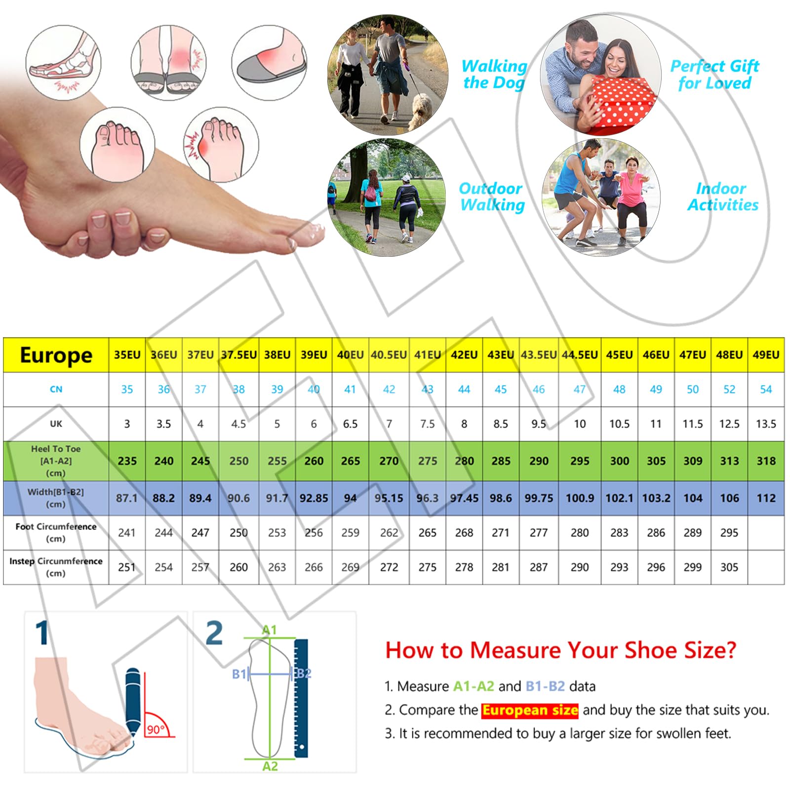 AEHO Zapatos Mujer Ancho Especial Deportivas Hombre Especiales para Juanetes de Zapatillas pie Diabetico Fascitis Plantar Caminar Zapatilla Sanitaria,Azul,40 EU