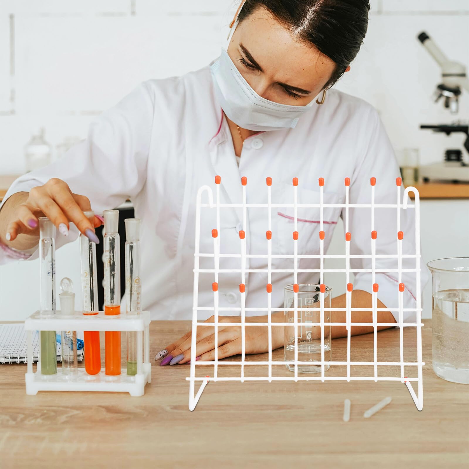 Soporte para Tubos de Ensayo Estante de Secado para Laboratorio Rejilla Organizador para Tubos Uso Escuela Investigación y Hogar